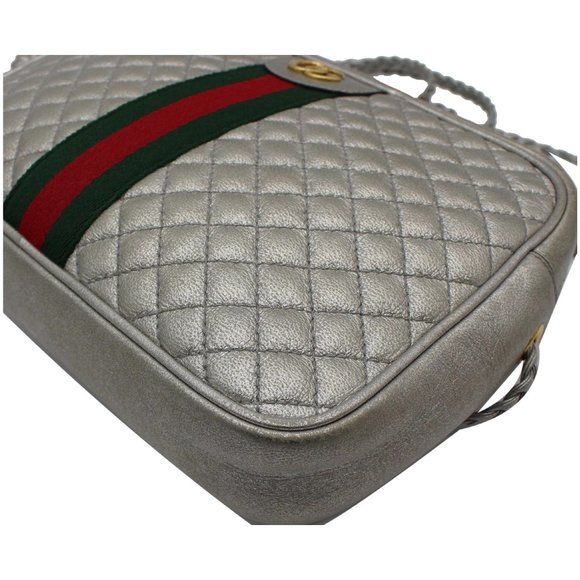 GUCCI  GG Small Quilted Leather Shoulder Bag Metallic Silver 541051 - Picture 8 of 12